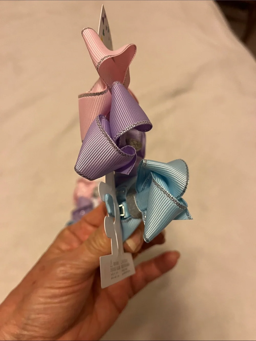 Claire's Trio Glitter Center Pastel Bow Clips - Pink, Purple, Blue - 6 clips